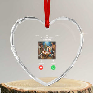 Jesus Christmas Heart Crystal Glass Ornament Video Call Nativity Scene Funny Christian Xmas TS14 Transparent Glass 3'' Heart Print Your Wear