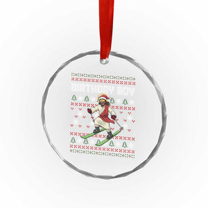 Jesus Christmas Meme Crystal Glass Ornament Snowboard Birthday Boy Ugly Xmas TS14 Print Your Wear