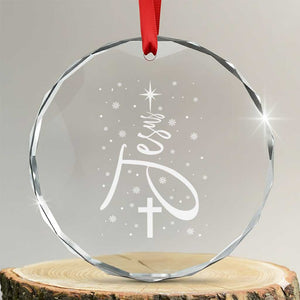 Jesus Christmas Tree Crystal Glass Ornament Christian Faith TS10 Transparent Glass 3'' Circle Print Your Wear
