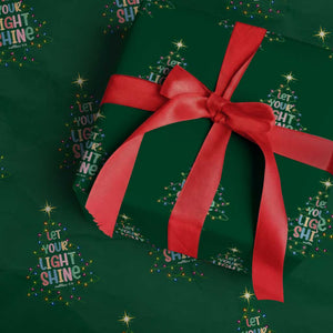 Jesus Christmas Wrapping Paper Roll Let Your Light Shine Matthew 5:16 TS14 Green Print Your Wear