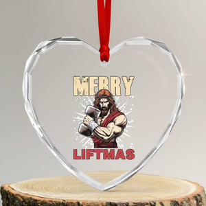 Jesus Gym Christmas Heart Crystal Glass Ornament Merry Liftmas Xmas TS14 Transparent Glass 3'' Heart Print Your Wear