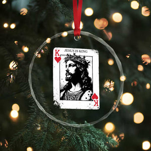 Jesus Is King Playing Card Graphic Crystal Glass Ornament King of Hearts Christian Faith TS02 Print Your Wear