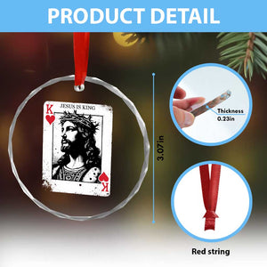 Jesus Is King Playing Card Graphic Crystal Glass Ornament King of Hearts Christian Faith TS02 Print Your Wear