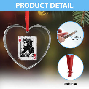 Jesus Is King Playing Card Graphic Heart Crystal Glass Ornament King of Hearts Christian Faith TS02 Print Your Wear