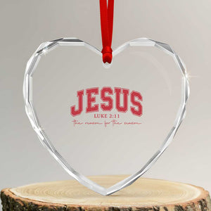 Jesus is the Reason Christmas Heart Crystal Glass Ornament Christian Varsity TS10 Transparent Glass 3'' Heart Print Your Wear