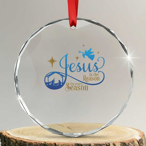Jesus Is The Reason For The Season Crystal Glass Ornament Nativity Scene TS11 Transparent Glass 3'' Circle Print Your Wear