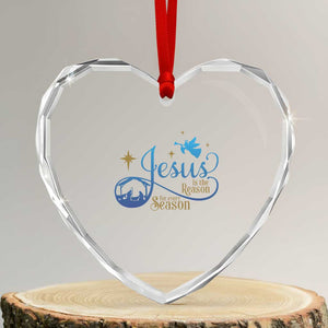 Jesus Is The Reason For The Season Heart Crystal Glass Ornament Nativity Scene TS11 Transparent Glass 3'' Heart Print Your Wear
