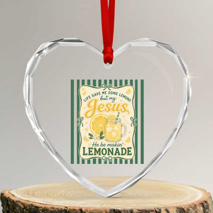 Jesus Lemonade Heart Crystal Glass Ornament Funny Christian Life Gave Me Lemons But My Jesus Makes Lemonade TS10 Transparent Glass 3'' Heart Print Your Wear
