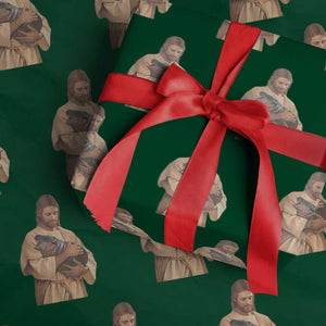 Jesus Loves Moo Deng Wrapping Paper Roll Bouncy Pig Cute Pygmy Hippo Meme TS02 Green Print Your Wear