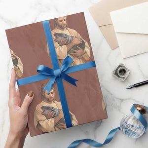 Jesus Loves Moo Deng Wrapping Paper Roll Bouncy Pig Cute Pygmy Hippo Meme TS02 Mocha Print Your Wear
