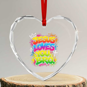 Jesus Loves You Bro Christian Believer Faith Heart Crystal Glass Ornament Dripping Graffiti Rap God Religious Graphic