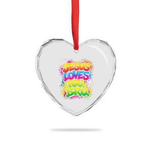 Jesus Loves You Bro Christian Believer Faith Heart Crystal Glass Ornament Dripping Graffiti Rap God Religious Graphic