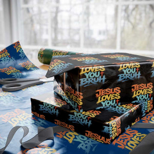 Jesus Loves You Bruh Wrapping Paper Roll Funny Christian Believer Faith God Retro Religious TS11 Black Print Your Wear