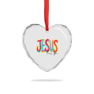 Jesus Loves You Colorful Brush Stroke Christian Heart Crystal Glass Ornament Faith Inspirational Religious Gift for Believers TS02 Print Your Wear