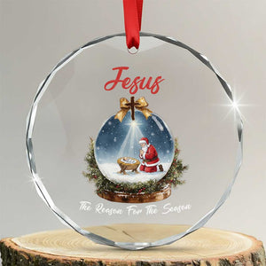 Jesus Santa Christmas Crystal Glass Ornament The Reason For The Season TS14 Transparent Glass 3'' Circle Print Your Wear