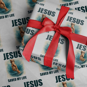 Jesus Saved My Life Wrapping Paper Roll Christian Bible Verse TS14 White Print Your Wear