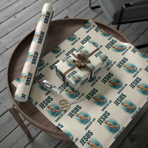 Jesus Saved My Life Wrapping Paper Roll Christian Bible Verse TS14 Beige Print Your Wear