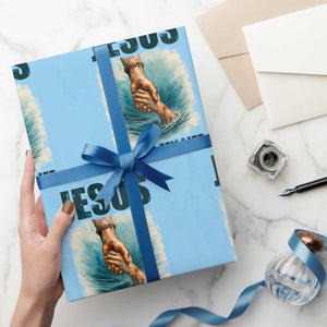 Jesus Saved My Life Wrapping Paper Roll Christian Bible Verse TS14 Light Blue Print Your Wear