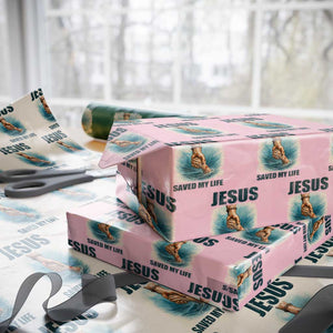 Jesus Saved My Life Wrapping Paper Roll Christian Bible Verse TS14 Light Pink Print Your Wear