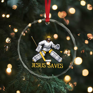 Jesus Saves Crystal Glass Ornament Funny Christian Ice Hockey Goalie Gift TS12 Print Your Wear