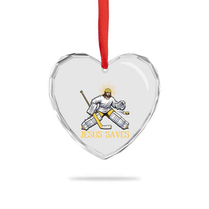 Jesus Saves Heart Crystal Glass Ornament Funny Christian Ice Hockey Goalie Gift TS12 Print Your Wear