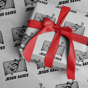 Jesus Saves Wrapping Paper Roll Funny Christian Soccer Goalie TS12 White Print Your Wear