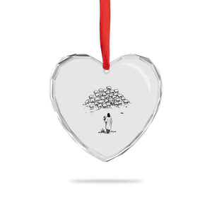 Jesus The Good Shepherd Minimalist Christian Heart Crystal Glass Ornament Sheep Flock Faith Spiritual Inspirational Gift TS02 Print Your Wear