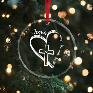 Jesus The Way The Truth The Life Crystal Glass Ornament Christian Cross With Heart TS11 Print Your Wear