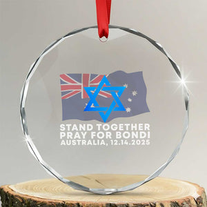 Jewish Strong Stand Together Crystal Glass Ornament Pray for Bondi Australia Hanukkah Dec 14 2025 Remembrance TS02 Transparent Glass 3'' Circle Print Your Wear