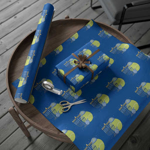 Jewish Tennis Player Hanukkah Wrapping Paper Roll Funny Racquet Lover Gift TS12 Blue Print Your Wear