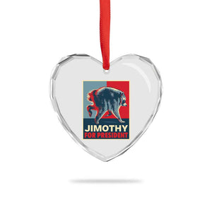 Jimothy For President Parody Heart Crystal Glass Ornament Hope Style Viral Seattle Raccoon Graphic