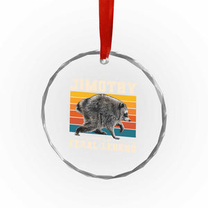 Jimothy from Seattle WA Feral Legend Raccoon Crystal Glass Ornament Viral Trash Panda Retro Sunset Strip Graphic