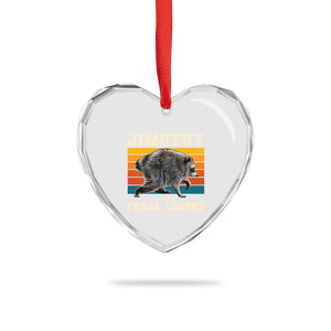 Jimothy from Seattle WA Feral Legend Raccoon Heart Crystal Glass Ornament Viral Trash Panda Retro Sunset Strip Graphic