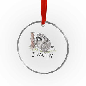 Jimothy Funny Viral Seattle Raccoon Crayon Drawing Graphic Crystal Glass Ornament Trash Panda Feral Legend Supporter