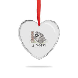 Jimothy Funny Viral Seattle Raccoon Crayon Drawing Graphic Heart Crystal Glass Ornament Trash Panda Feral Legend Supporter