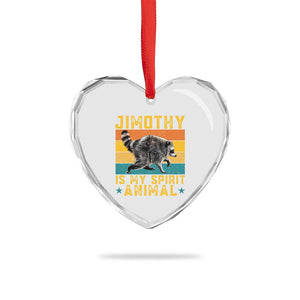 Jimothy Is My Spirit Animal Seattle Raccoon Lover Heart Crystal Glass Ornament Retro Sunset Viral Ballard Trash Panda Graphic
