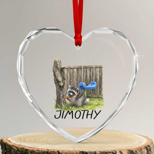 Jimothy Raccoon Heart Crystal Glass Ornament Cute Seattle Trash Panda Viral Meme
