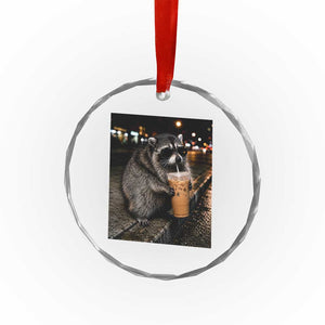 Jimothy Raccoon Seattle Drinking Iced Coffee Meme Crystal Glass Ornament Viral Trash Panda Seattle Animal Meme