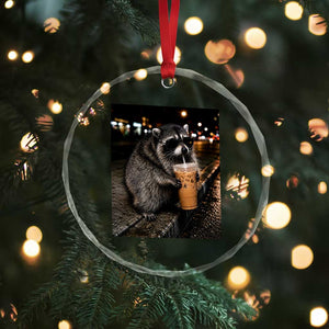 Jimothy Raccoon Seattle Drinking Iced Coffee Meme Crystal Glass Ornament Viral Trash Panda Seattle Animal Meme