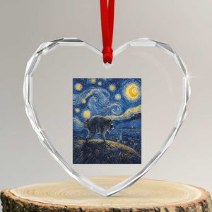 Jimothy Seattle Raccoon Starry Night Parody Graphic Heart Crystal Glass Ornament Trash Panda Feral Legend Supporter