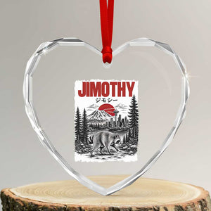 Jimothy The Raccoon Heart Crystal Glass Ornament Seattle Skyline Mount Rainier Japanese Retro Vintage Art