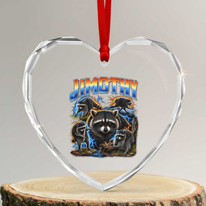 Jimothy the Raccoon Vintage 90s Bootleg Lightning Graphic Heart Crystal Glass Ornament Viral Seattle Trash Panda