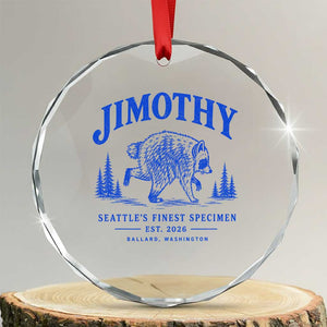 Jimothy Viral Raccoon From Seattle Crystal Glass Ornament Funny Trash Panda Wildlife Seattle Feral Legend