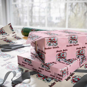 Jingle Bells Hockey Smells Wrapping Paper Roll Funny Santa Ice Hockey Christmas Gift TS12 Light Pink Print Your Wear