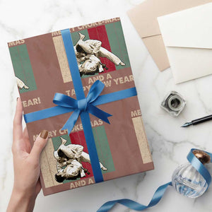 Jiu Jitsu Christmas Wrapping Paper Roll Retro Merry Choke Mas Tappy New Year Martial Arts BJJ Lover TS10 Mocha Print Your Wear