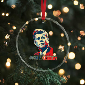 John F Kennedy American Flag US President Crystal Glass Ornament TS14 Print Your Wear