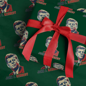 John F Kennedy American Flag US President Wrapping Paper Roll TS14 Green Print Your Wear