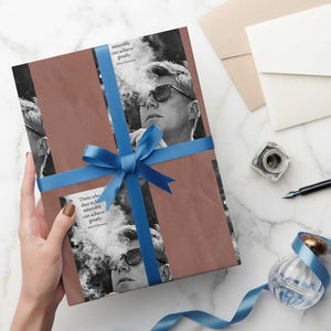 John F Kennedy Cigar Smoking Sunglasses Wrapping Paper Roll Those Who Dare To Fail Miserably Can Achive Greatly TS14 Mocha Print Your Wear