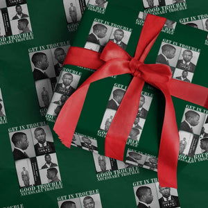 John Lewis Affrican American Wrapping Paper Roll Get in Good Necessary Trouble TS14 Green Print Your Wear