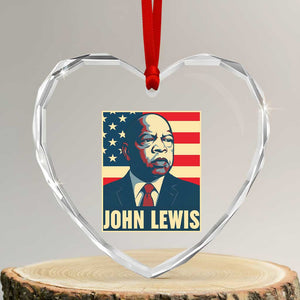 John Lewis Heart Crystal Glass Ornament Black History Month TS14 Transparent Glass 3'' Heart Print Your Wear